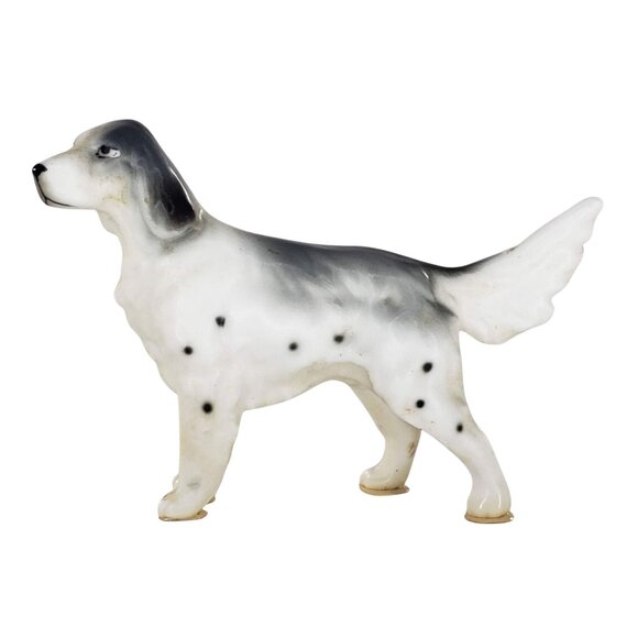 Vintage Miniature English Setter Dog Figurine 2" Grey & White Ceramic Spotted - Picture 7 of 8